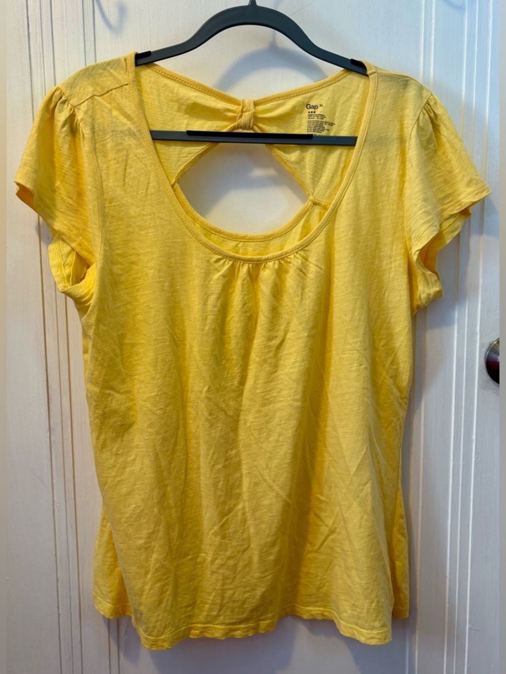 GAP Yellow Short Sleeve Tee with Scoop Back Keyhole